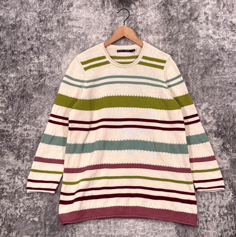 Gudrun Sjoden Sweater Medium Womens 100% Cotton Knit Stripe Tunic